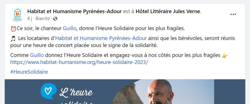 Exemple de publication Facebook Habitat et Humanisme