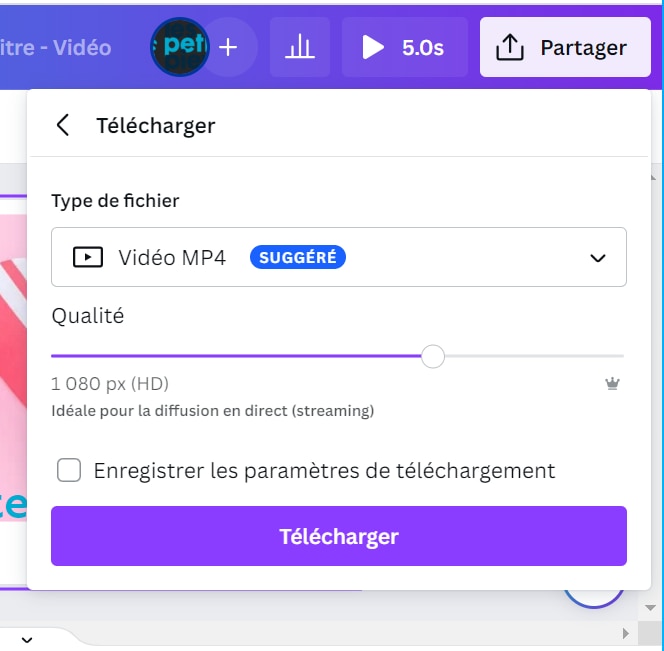 Télécharger sa vidéo sur Canva