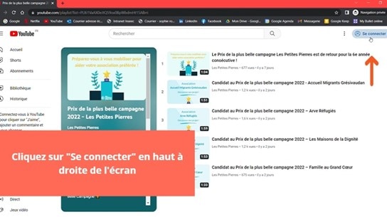 Cliquez sur « se connecter » en haut à droite de votre écran.