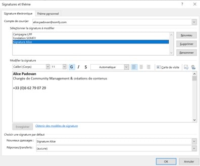 Créer une signature d'email sur Outlook