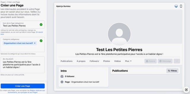 Créer une page pour son Association : gestionnaire de page