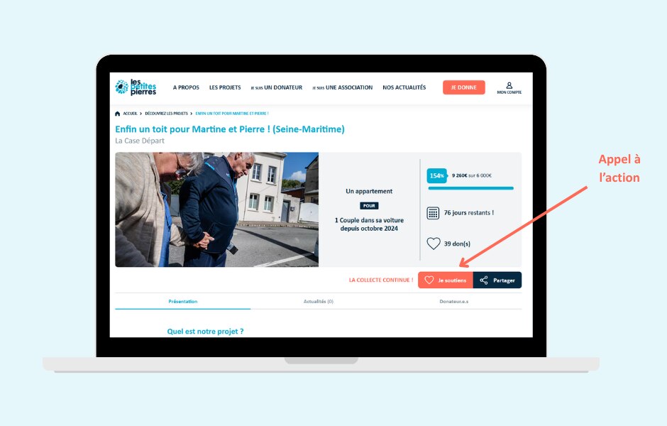 Bouton d'appel à l'action collecte Les Petites Pierres